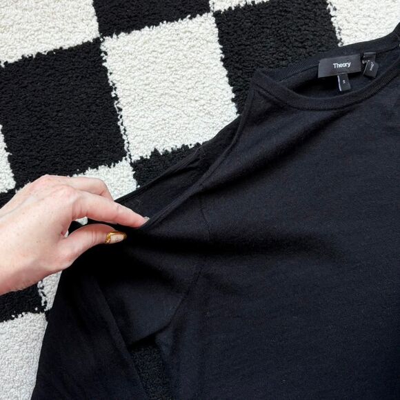 Theory Toleema Cold Shoulder Knit Sweater Top Black S - Picture 4 of 5